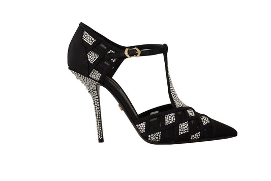 Dolce &amp; Gabbana Pumps mit schwarzen Kristallen und T-Riemen