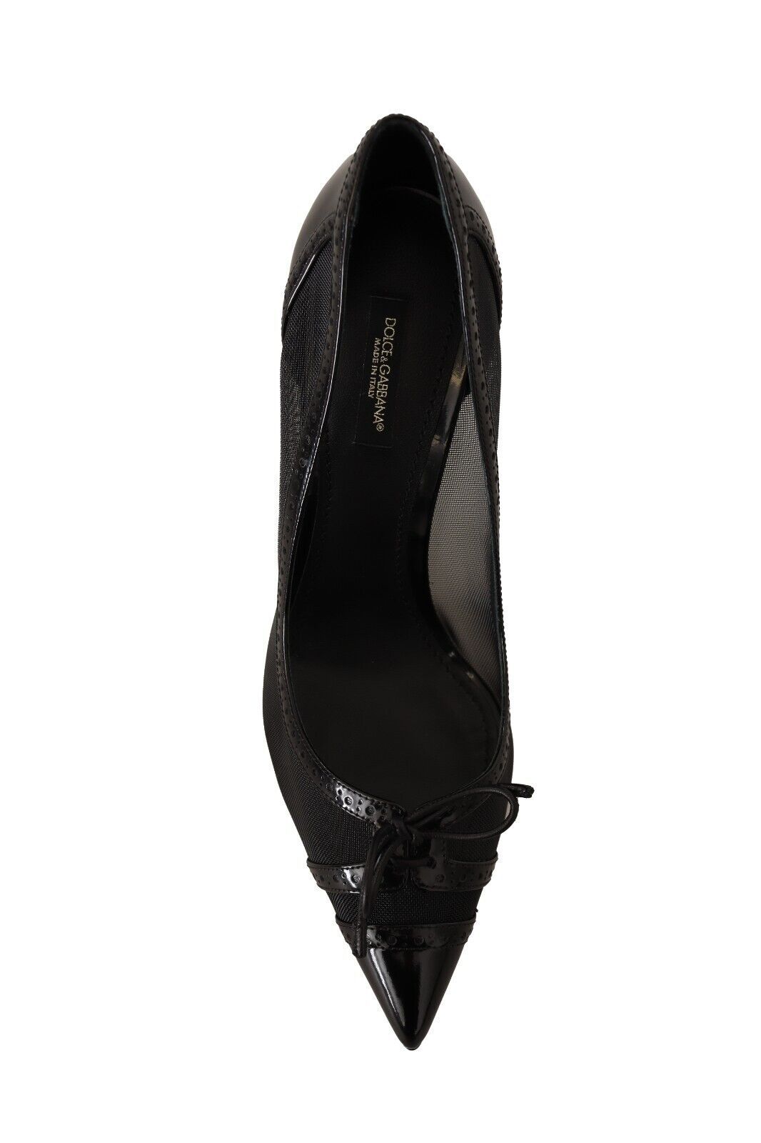 Dolce &amp; Gabbana Pumps aus schwarzem Mesh-Leder mit spitzem Absatz