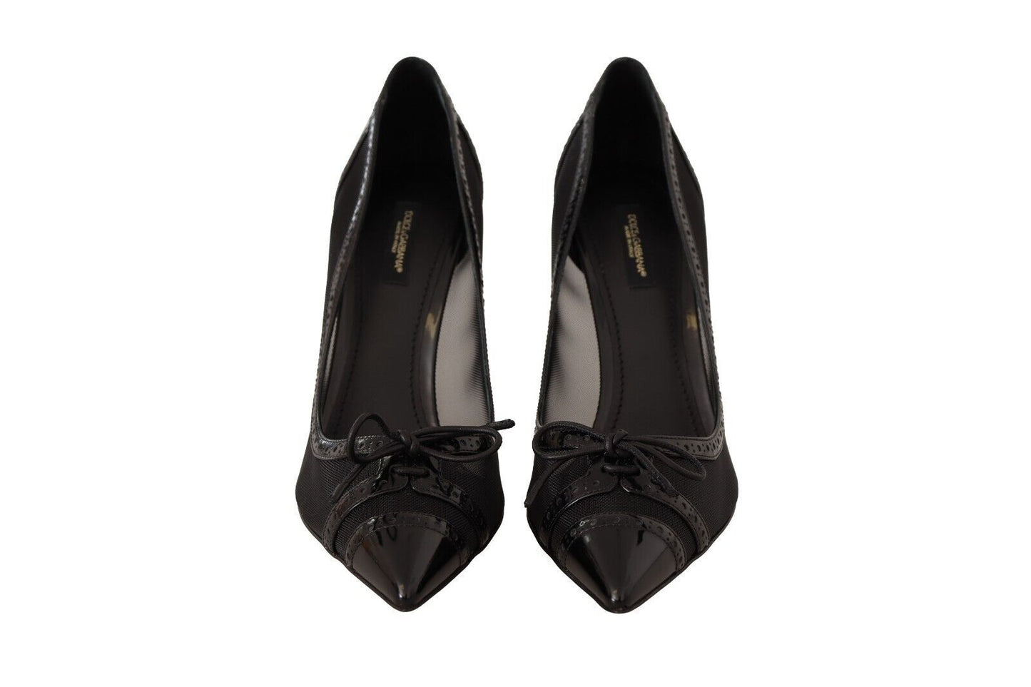 Dolce &amp; Gabbana Escarpins à talons pointus en cuir et maille noire