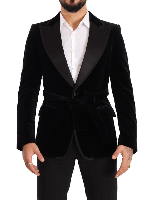 Dolce &amp; Gabbana Blazer à simple boutonnage en velours noir à un bouton