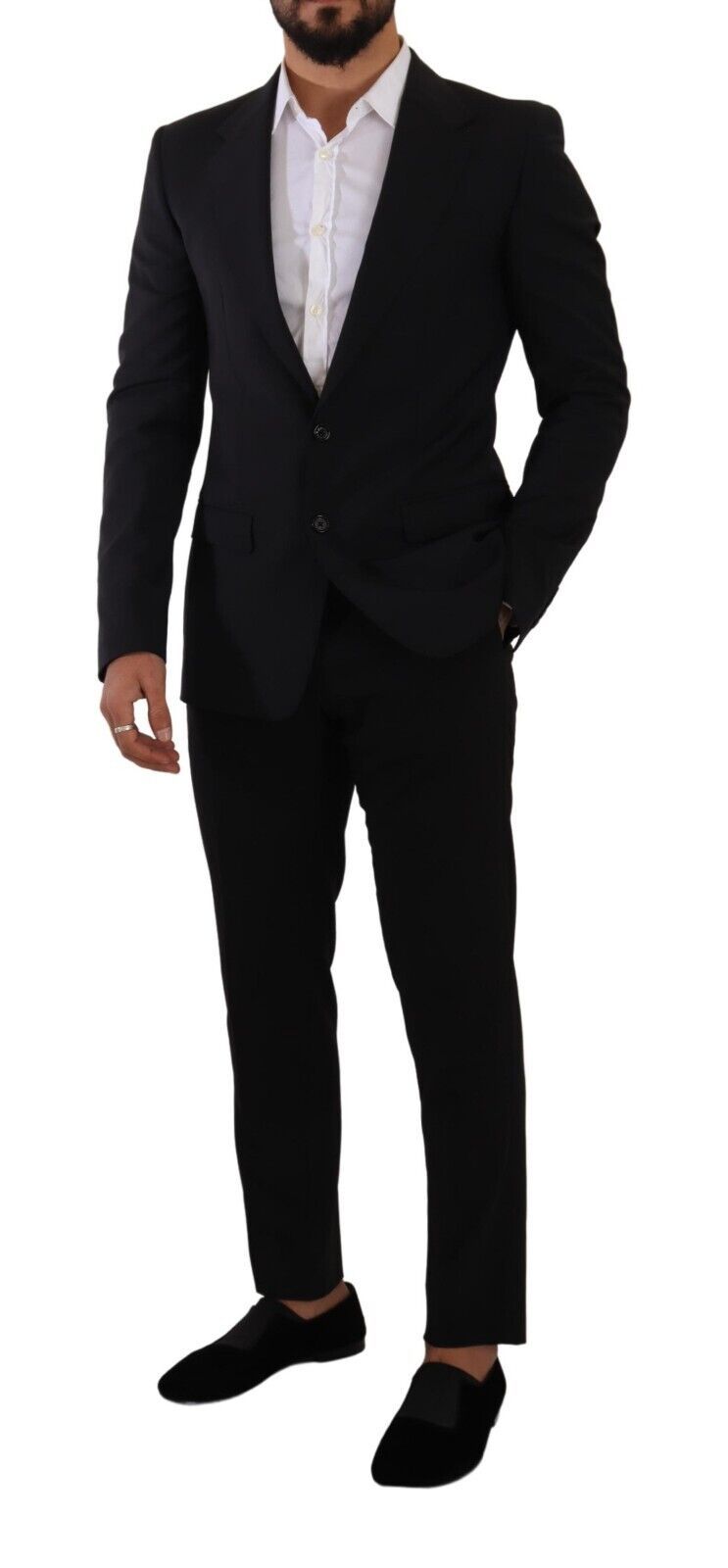 Dolce &amp; Gabbana Schwarzer Slim-Fit-Weste-2-Knopf-MARTINI-Blazer