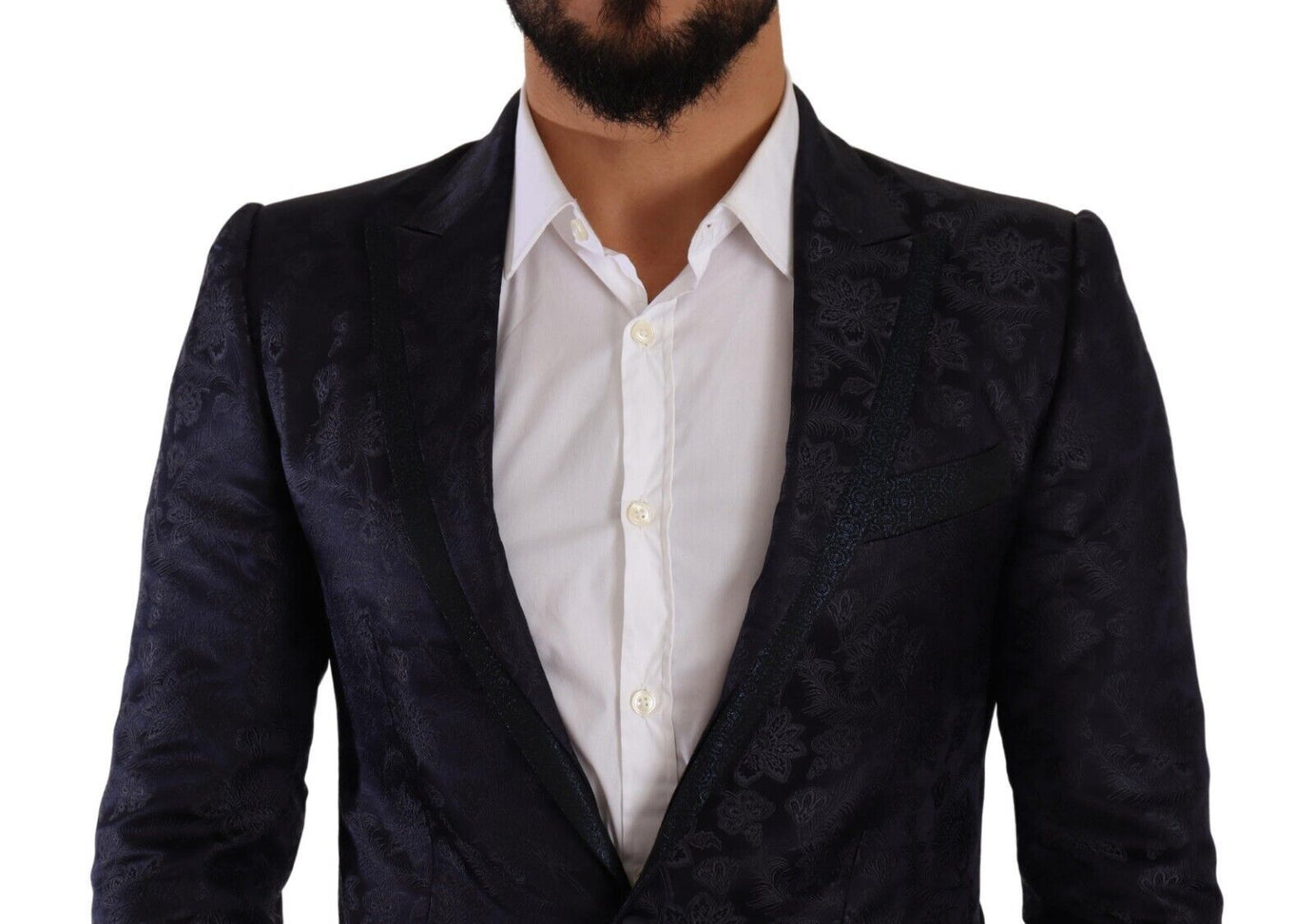 Dolce &amp; Gabbana Manteau en soie jacquard fleuri bleu Blazer MARTINI