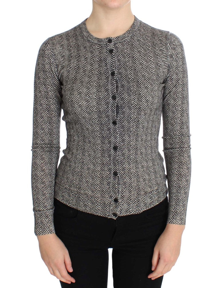 Dolce &amp; Gabbana Pull cardigan en laine blanc noir