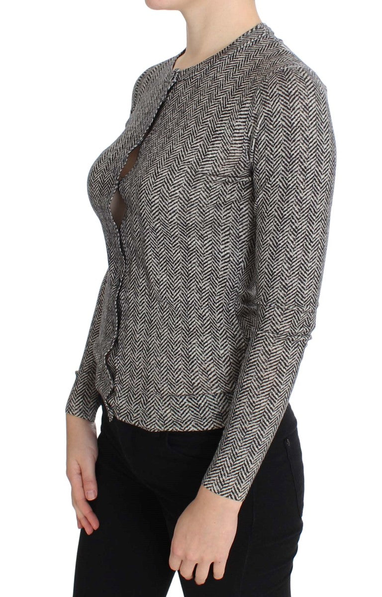 Dolce &amp; Gabbana Pull cardigan en laine blanc noir