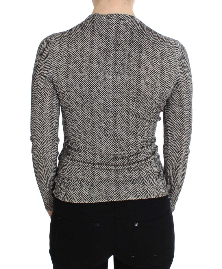 Dolce &amp; Gabbana Pull cardigan en laine blanc noir