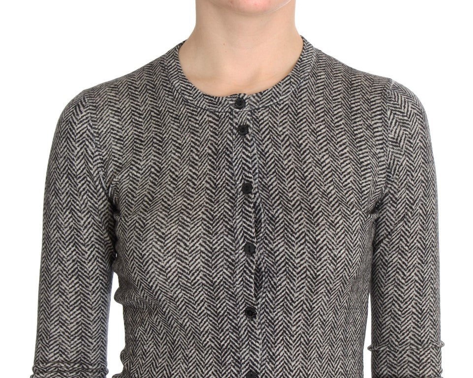 Dolce &amp; Gabbana Pull cardigan en laine blanc noir