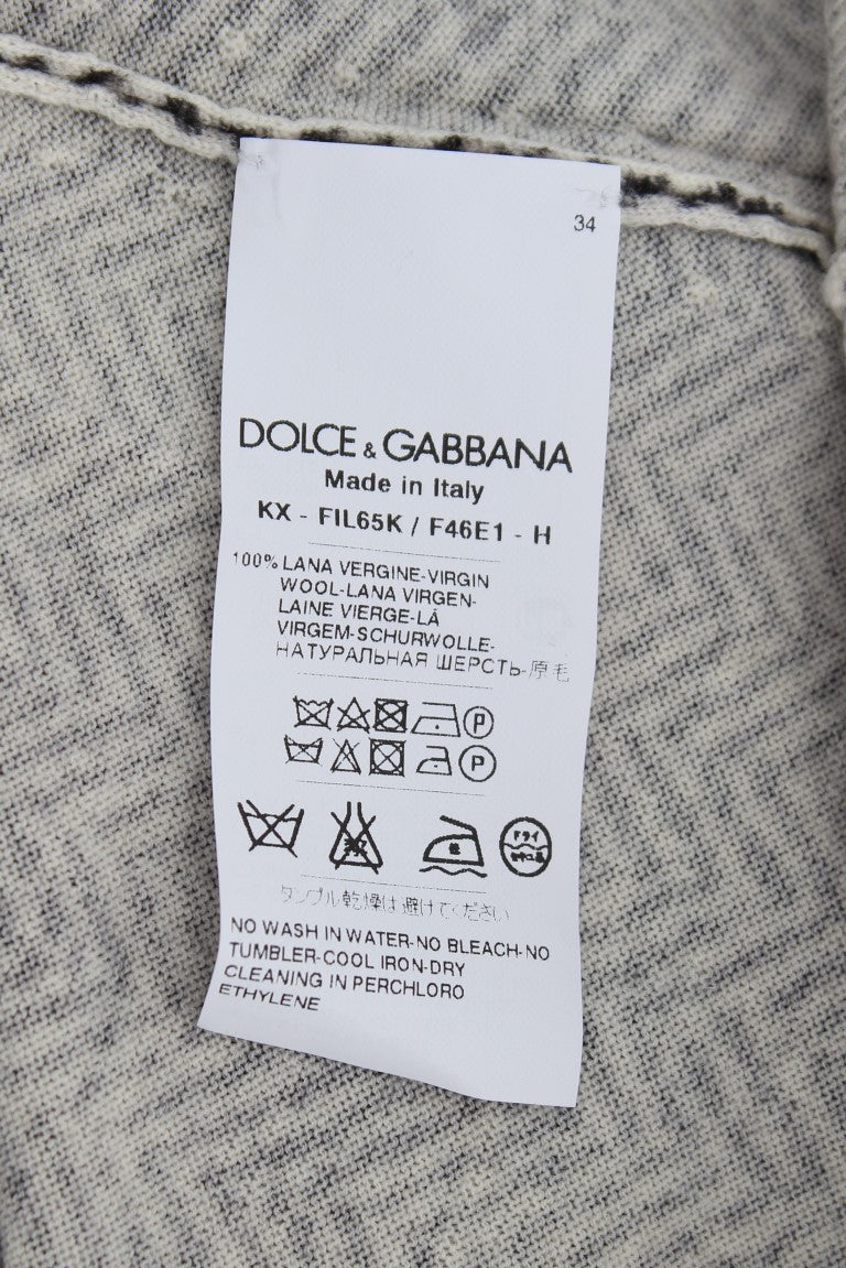 Dolce &amp; Gabbana Pull cardigan en laine blanc noir