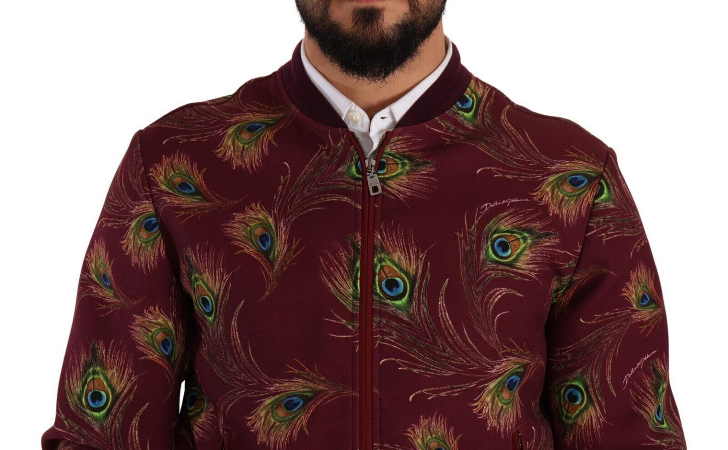 Dolce &amp; Gabbana Veste zippée en polyester stretch rouge paon