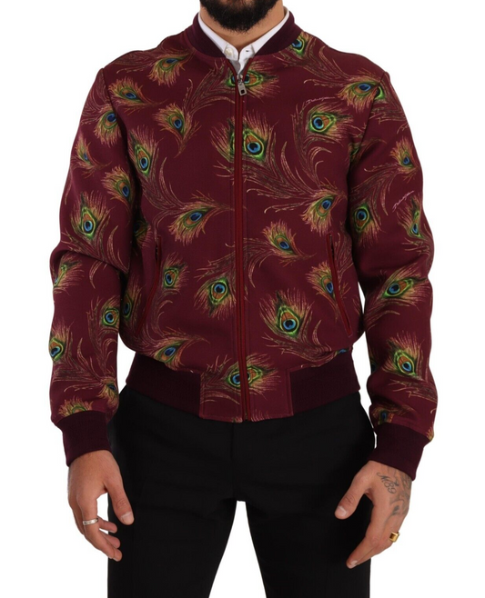 Dolce &amp; Gabbana Veste zippée en polyester stretch rouge paon