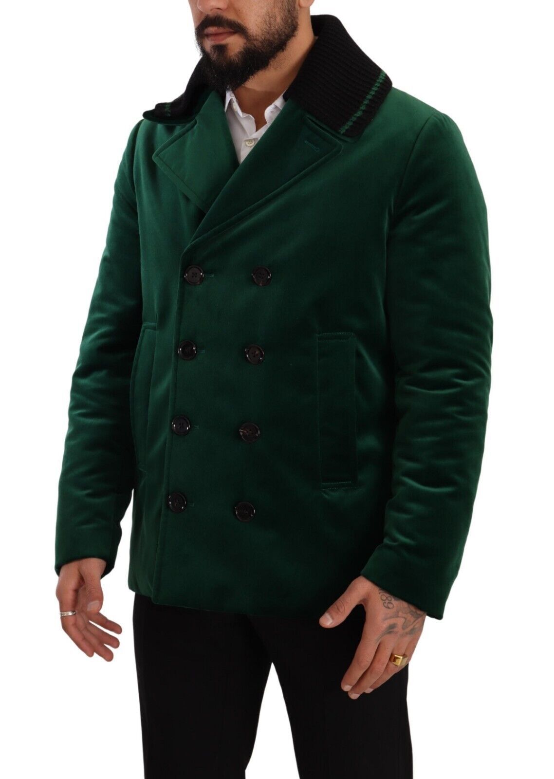 Dolce &amp; Gabbana Veste croisée en coton velours vert