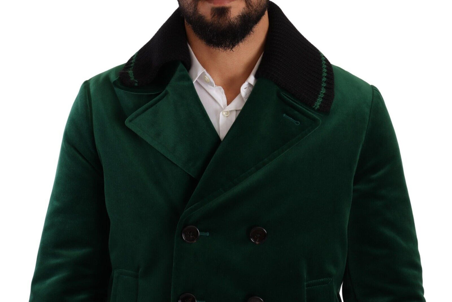 Dolce &amp; Gabbana Veste croisée en coton velours vert