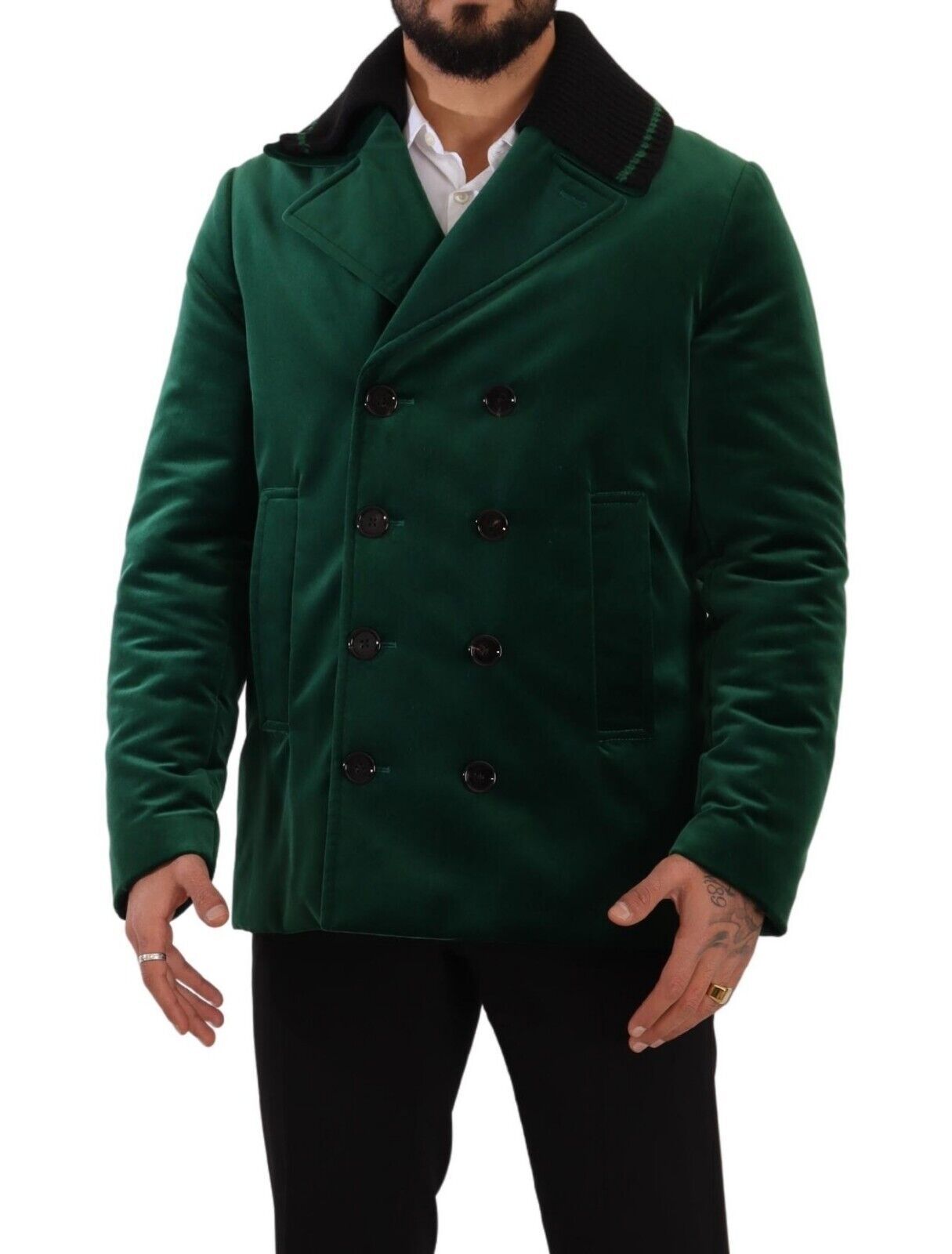 Dolce &amp; Gabbana Veste croisée en coton velours vert