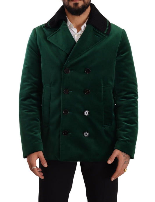 Dolce &amp; Gabbana Veste croisée en coton velours vert