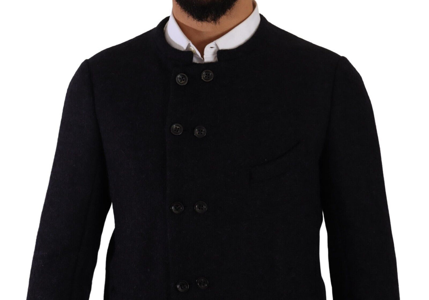 Dolce &amp; Gabbana Veste manteau boutonnée en alpaga gris pour hommes