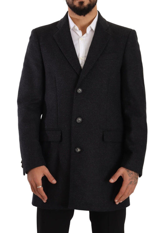 Dolce &amp; Gabbana Veste en laine gris foncé sur trench-coat pour homme