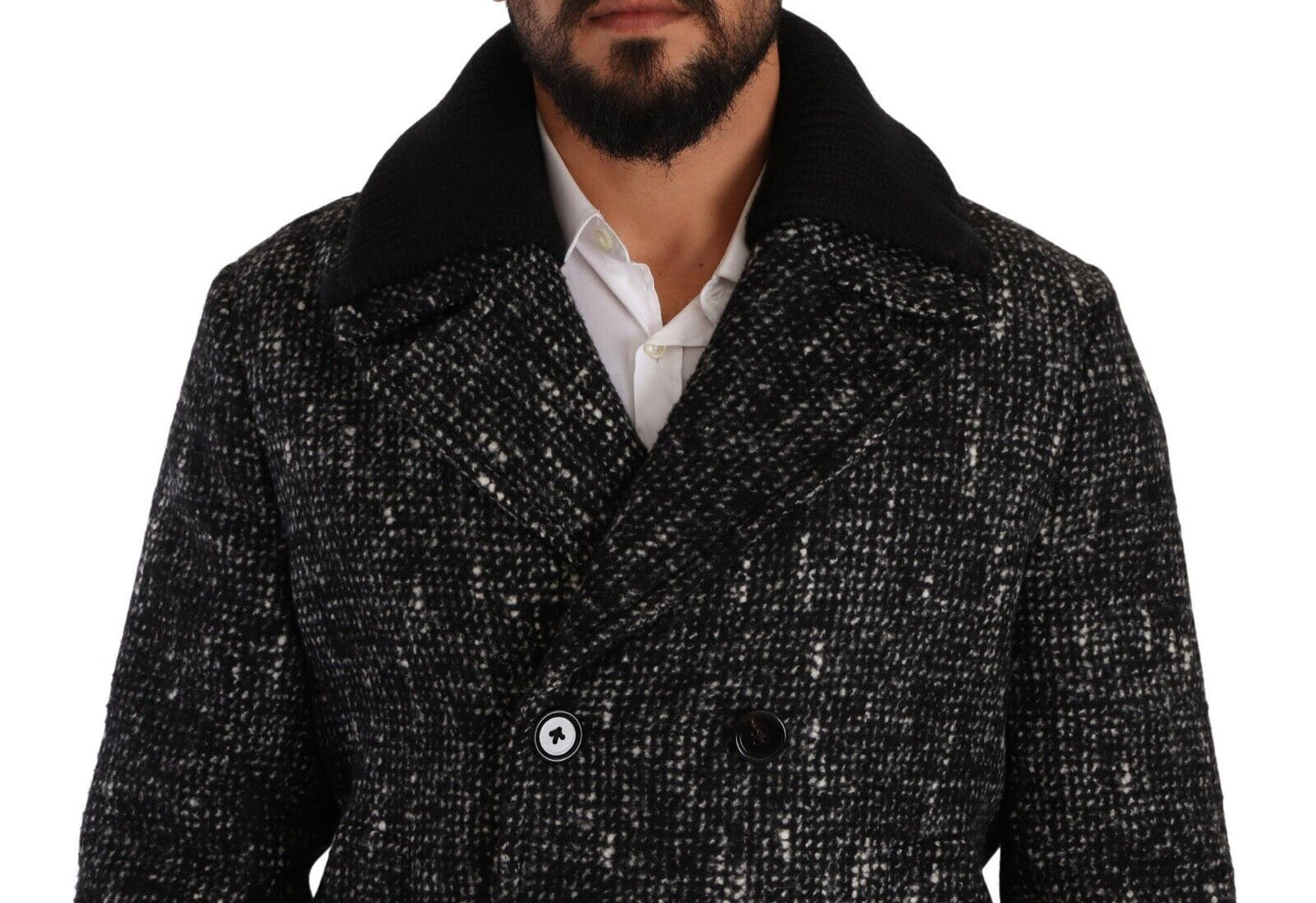 Dolce &amp; Gabbana Manteau croisé en laine noire Veste homme