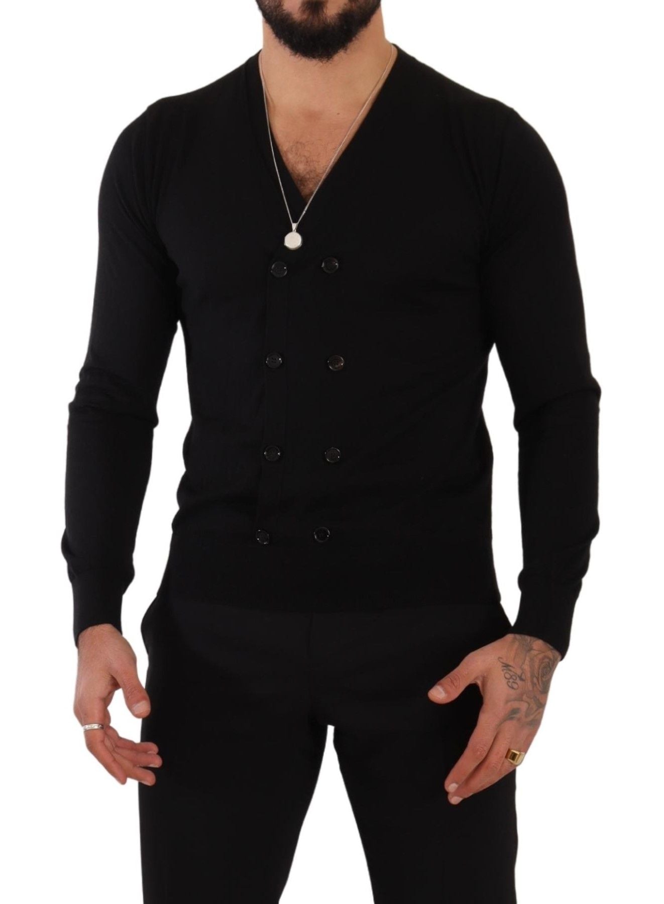 Dolce &amp; Gabbana Pull cardigan boutonné en cachemire noir