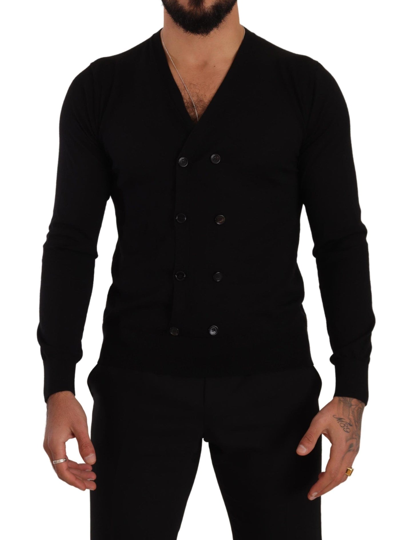 Dolce &amp; Gabbana Pull cardigan boutonné en cachemire noir