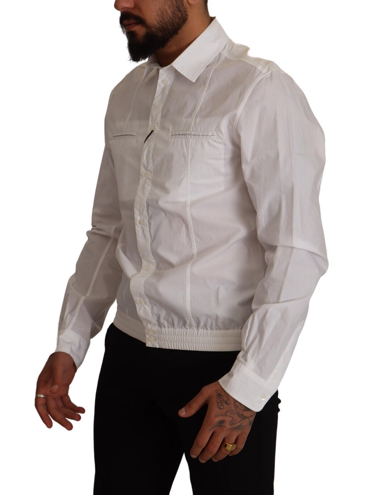 Dolce &amp; Gabbana Chemise à col boutonnée en coton blanc pour hommes