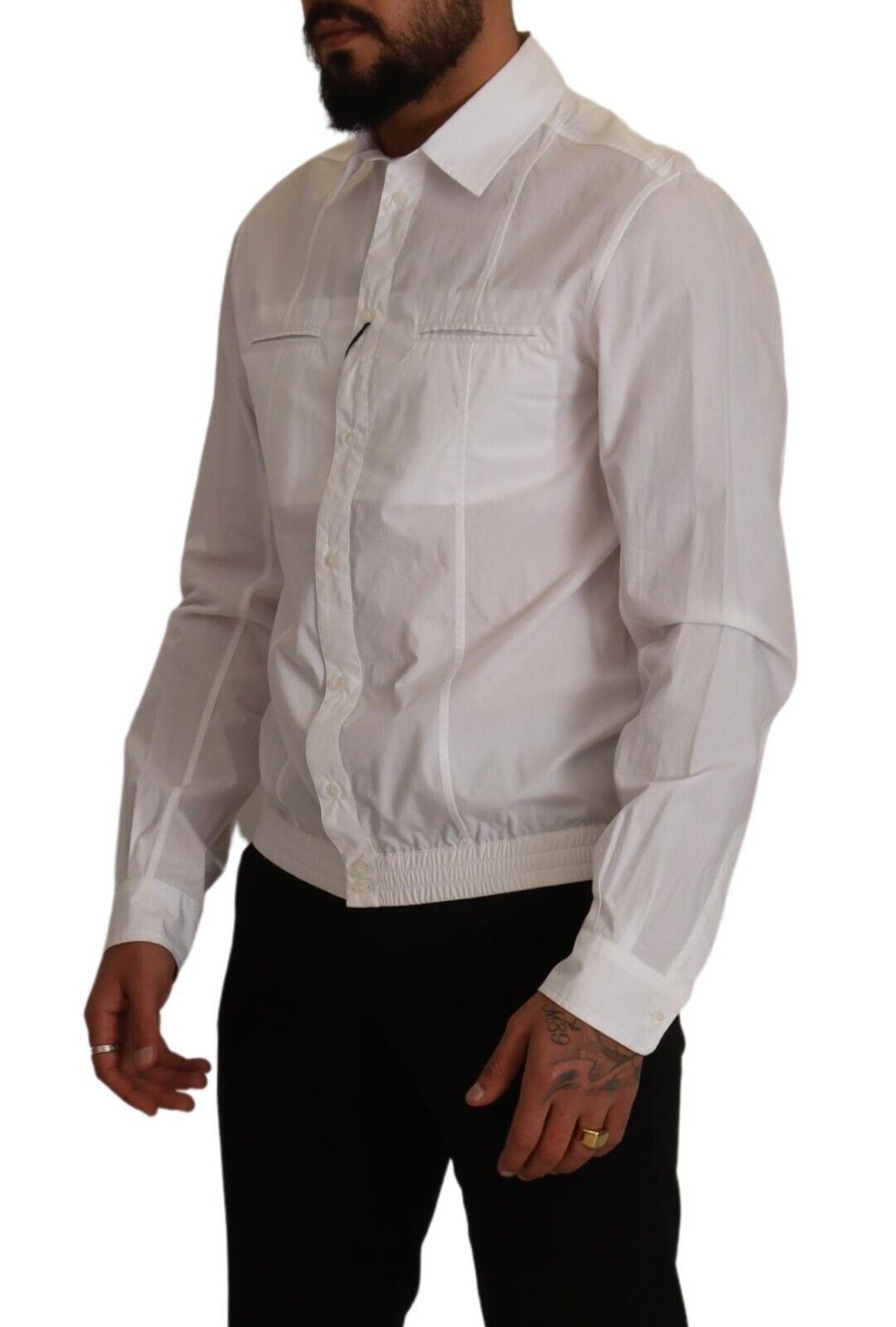 Dolce &amp; Gabbana Chemise à col boutonnée en coton blanc pour hommes