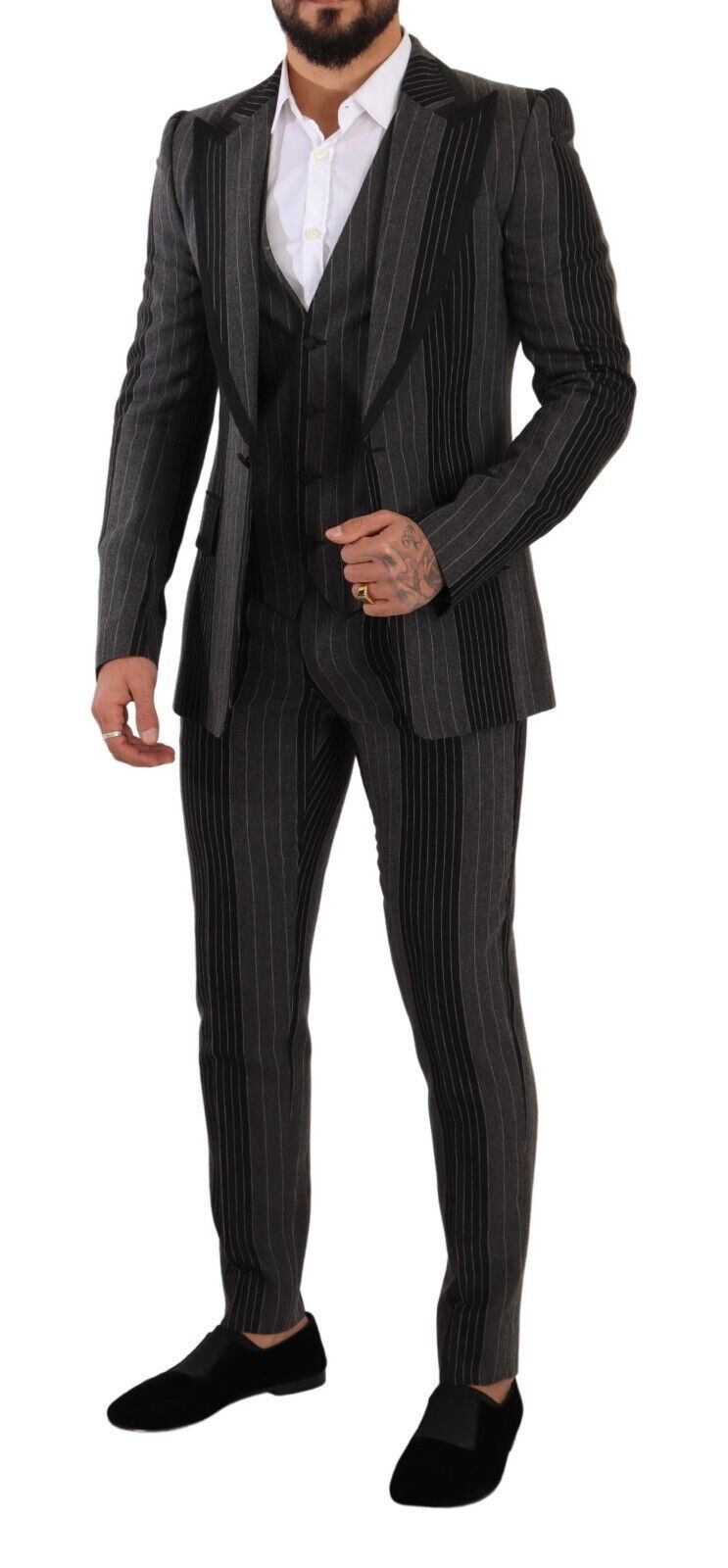 Dolce & Gabbana Elegant Striped Three-Piece Suit