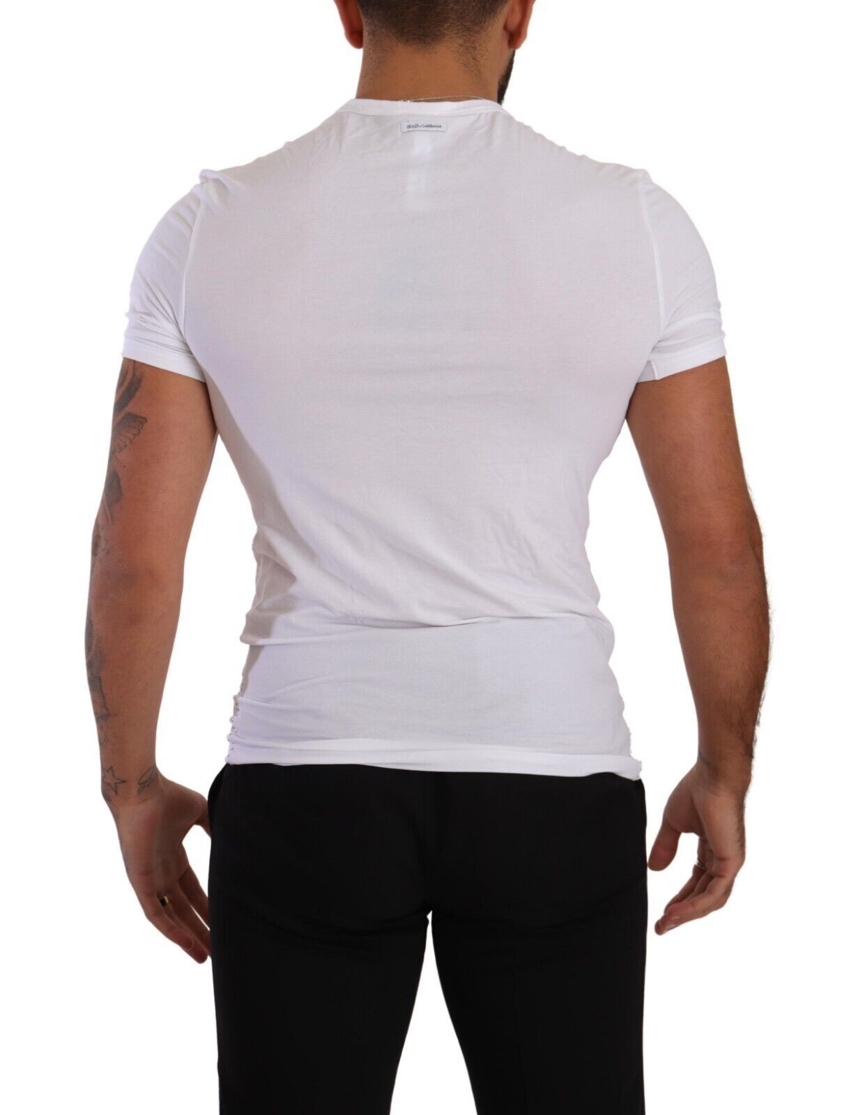 Dolce & Gabbana Elegant White Cotton Blend Round Neck Tee