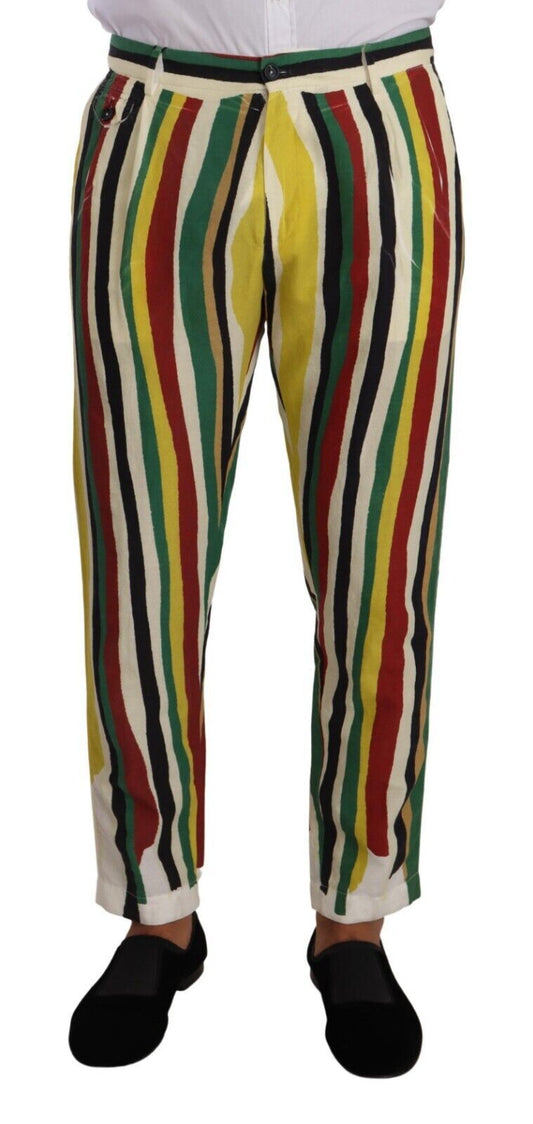 Dolce &amp; Gabbana Pantalon en coton et lin à rayures multicolores