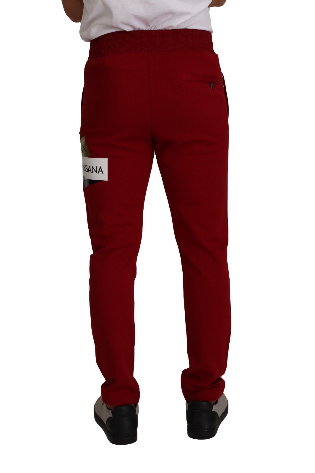 Dolce &amp; Gabbana Pantalon de jogging en coton rouge avec patch logo