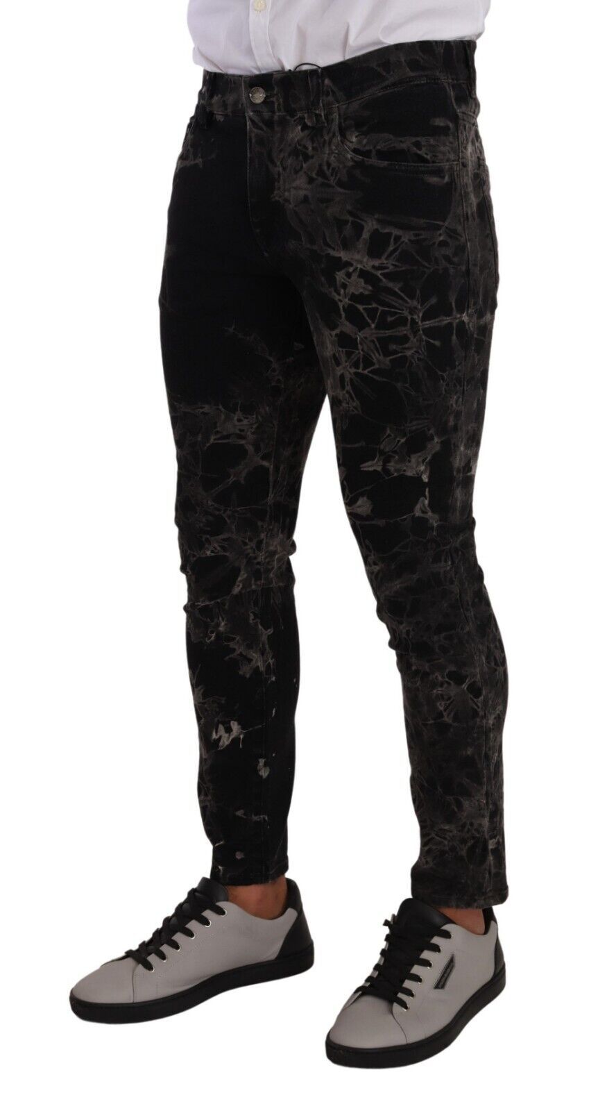 Dolce &amp; Gabbana Jean skinny noir à motifs