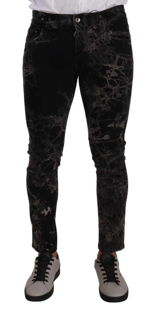 Dolce &amp; Gabbana Jean skinny noir à motifs