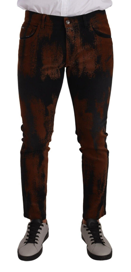 Dolce &amp; Gabbana Jean skinny en coton tie-dye marron noir