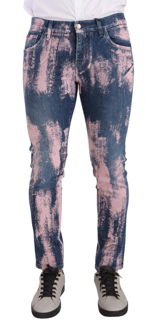 Dolce &amp; Gabbana Jean skinny en coton tie-dye bleu rose