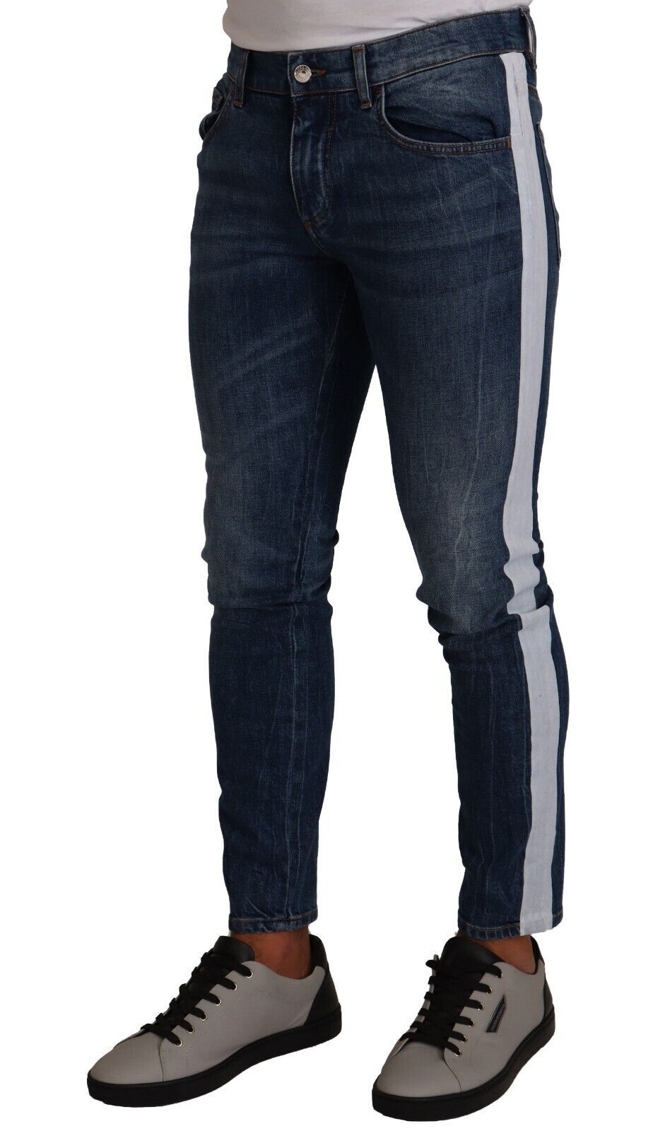 Dolce &amp; Gabbana Jean skinny en coton délavé bleu