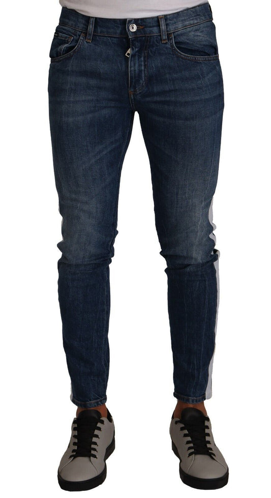 Dolce &amp; Gabbana Jean skinny en coton délavé bleu