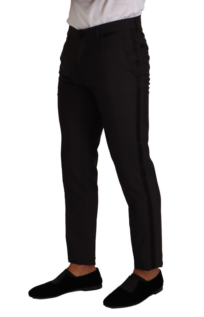 Dolce &amp; Gabbana Pantalon de costume de smoking formel noir marron