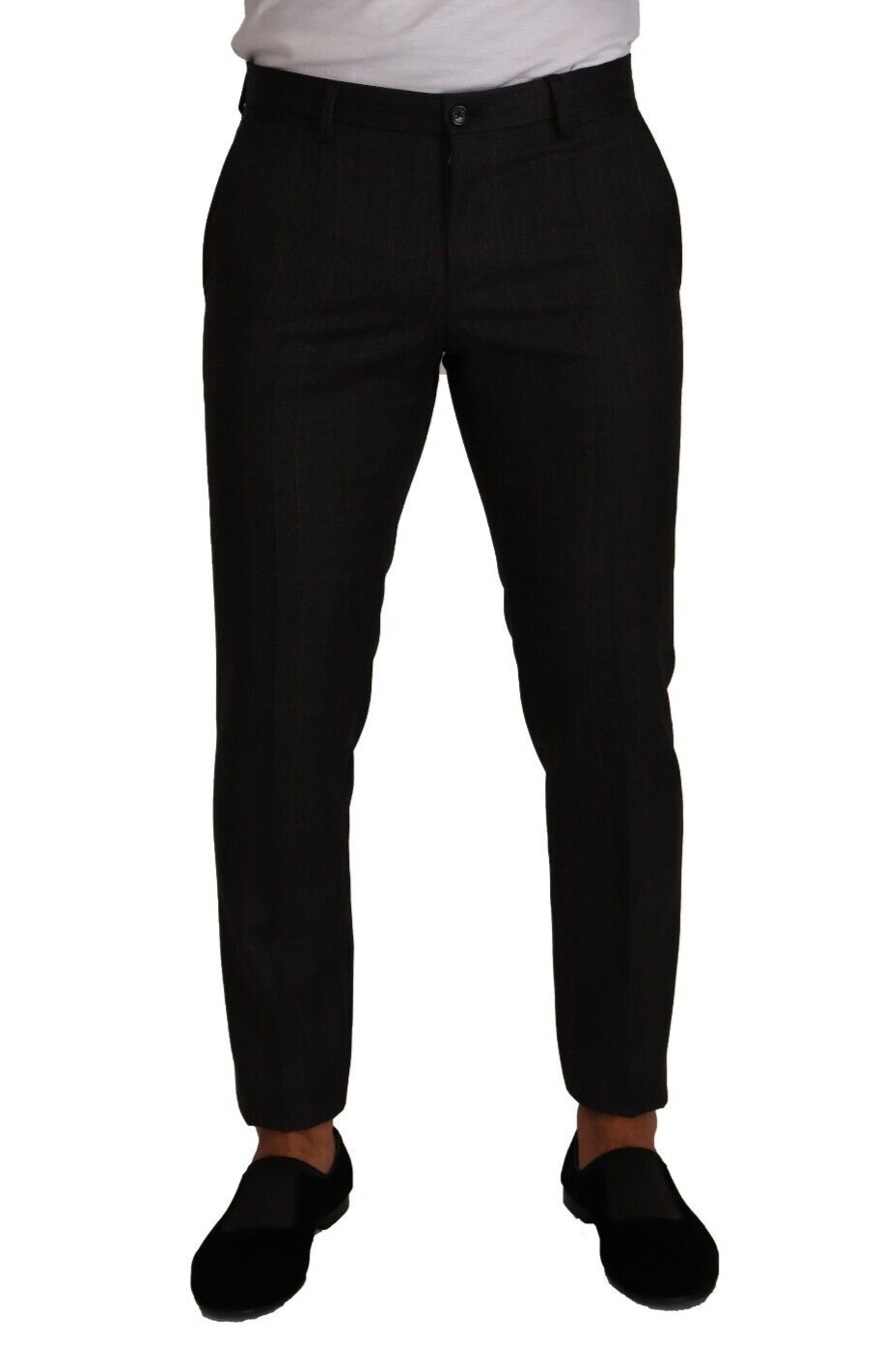 Dolce &amp; Gabbana Pantalon habillé en laine à carreaux gris