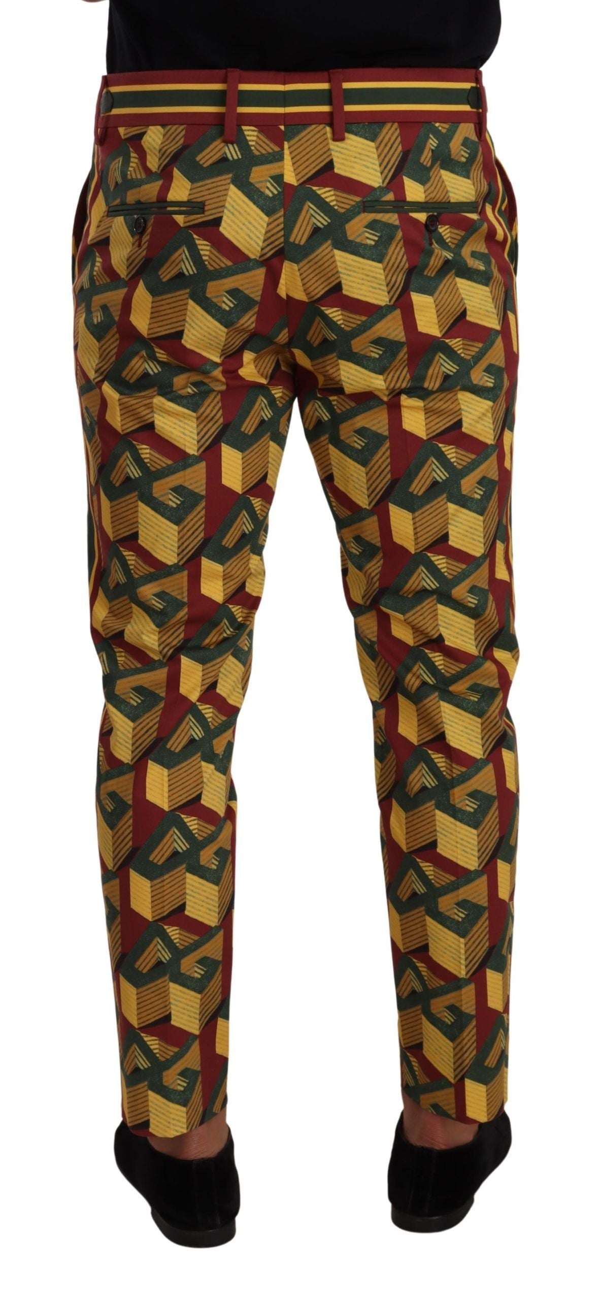 Mehrfarbige, schmal zulaufende Hose aus Baumwolle mit Logo Mania von Dolce &amp; Gabbana