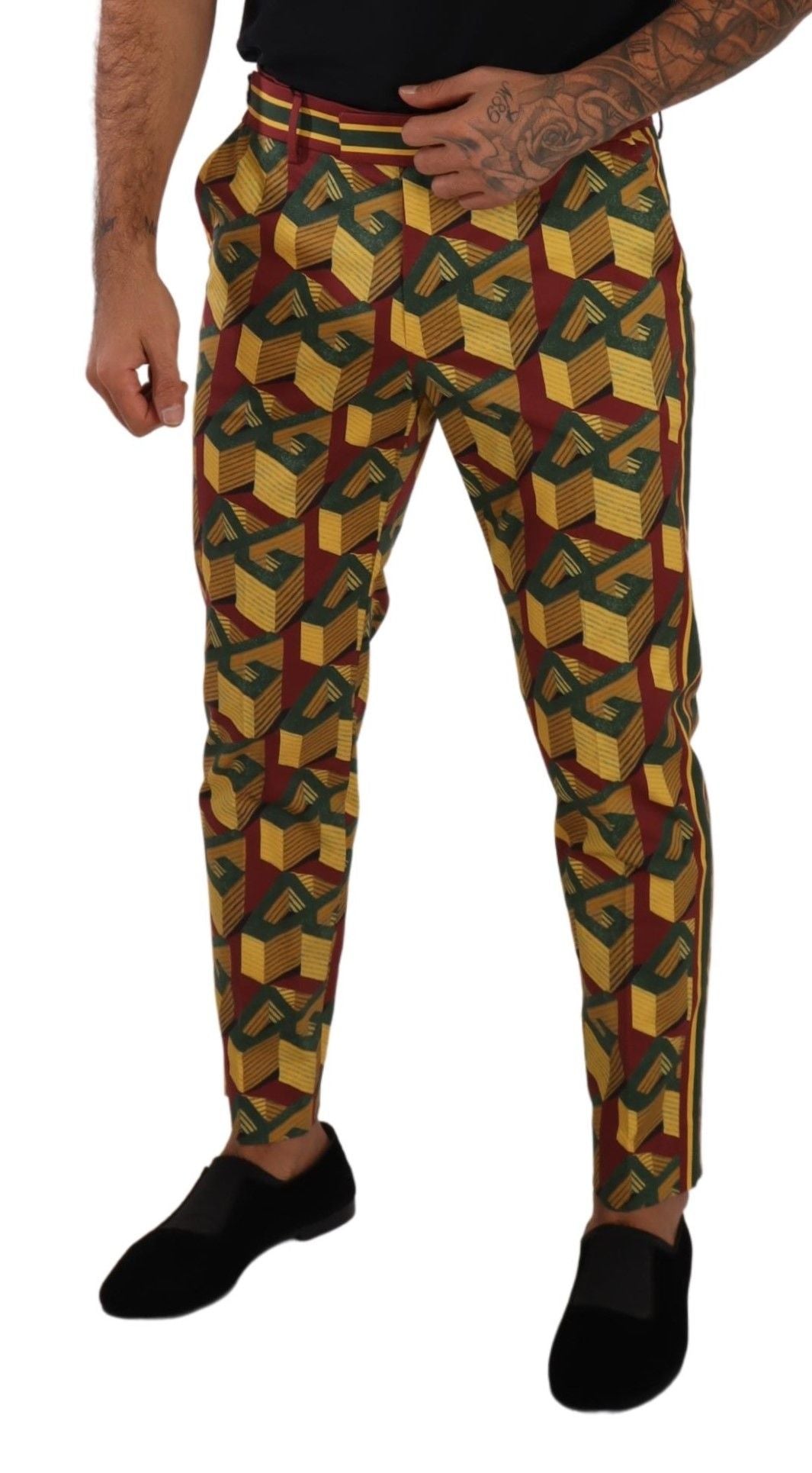 Dolce &amp; Gabbana Pantalon fuselé en coton avec logo multicolore Mania