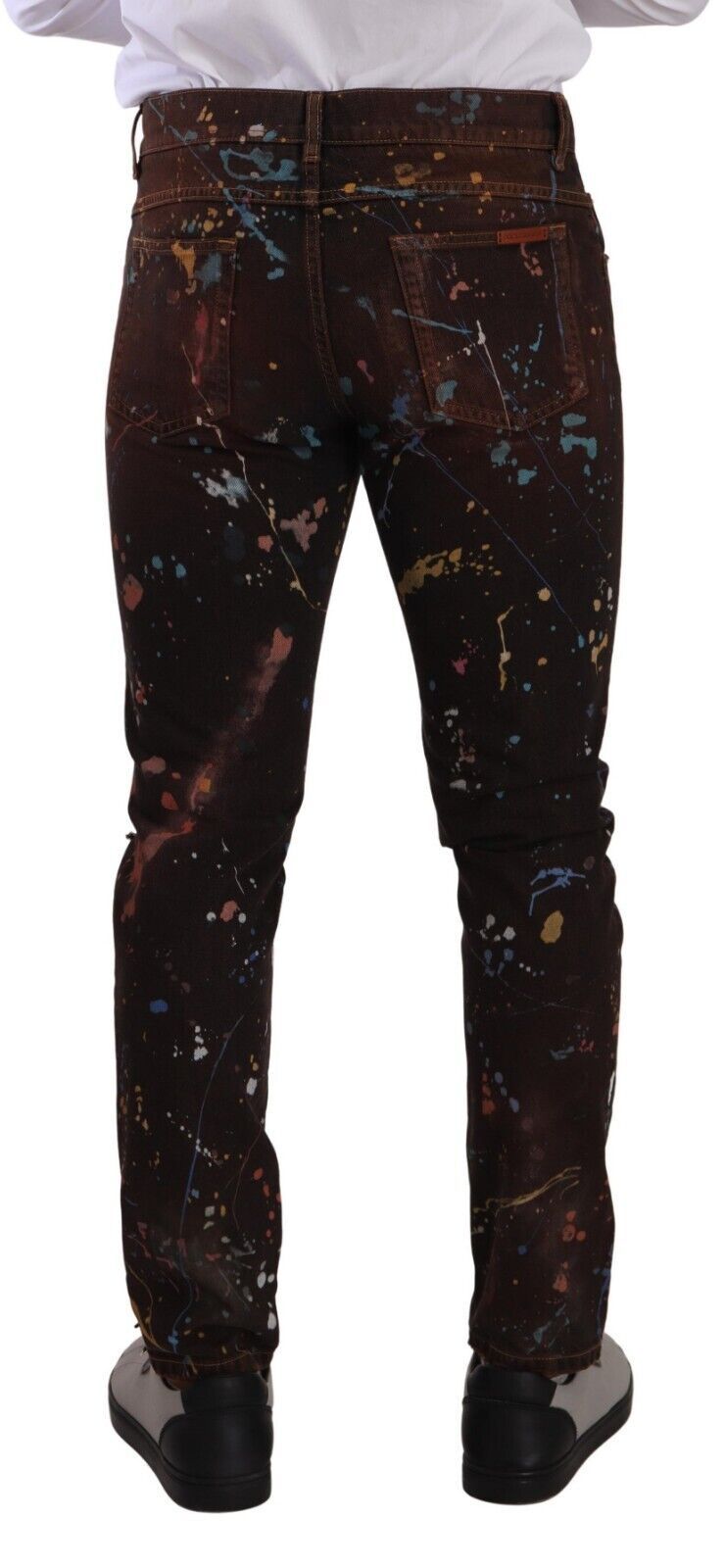 Dolce &amp; Gabbana Jean en denim régulier en coton Splash de couleur marron