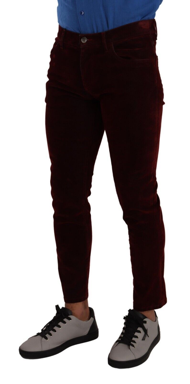 Dolce &amp; Gabbana Jean skinny en velours de coton rouge foncé pour hommes