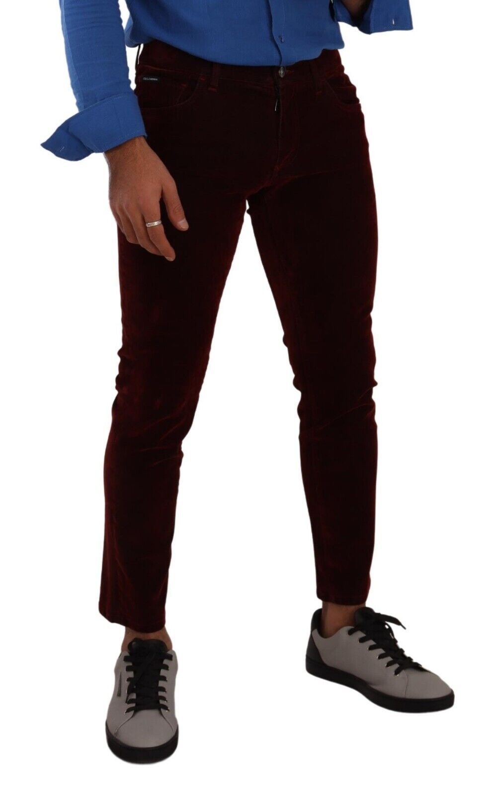 Dolce &amp; Gabbana Jean skinny en velours de coton rouge foncé pour hommes