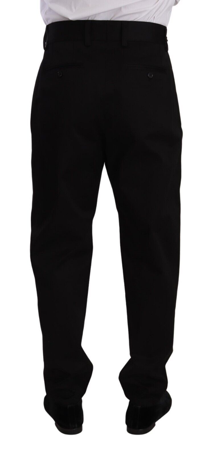 Dolce &amp; Gabbana Pantalon habillé taille haute en coton noir pour hommes