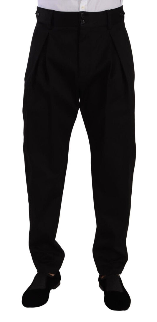 Dolce &amp; Gabbana Pantalon habillé taille haute en coton noir pour hommes