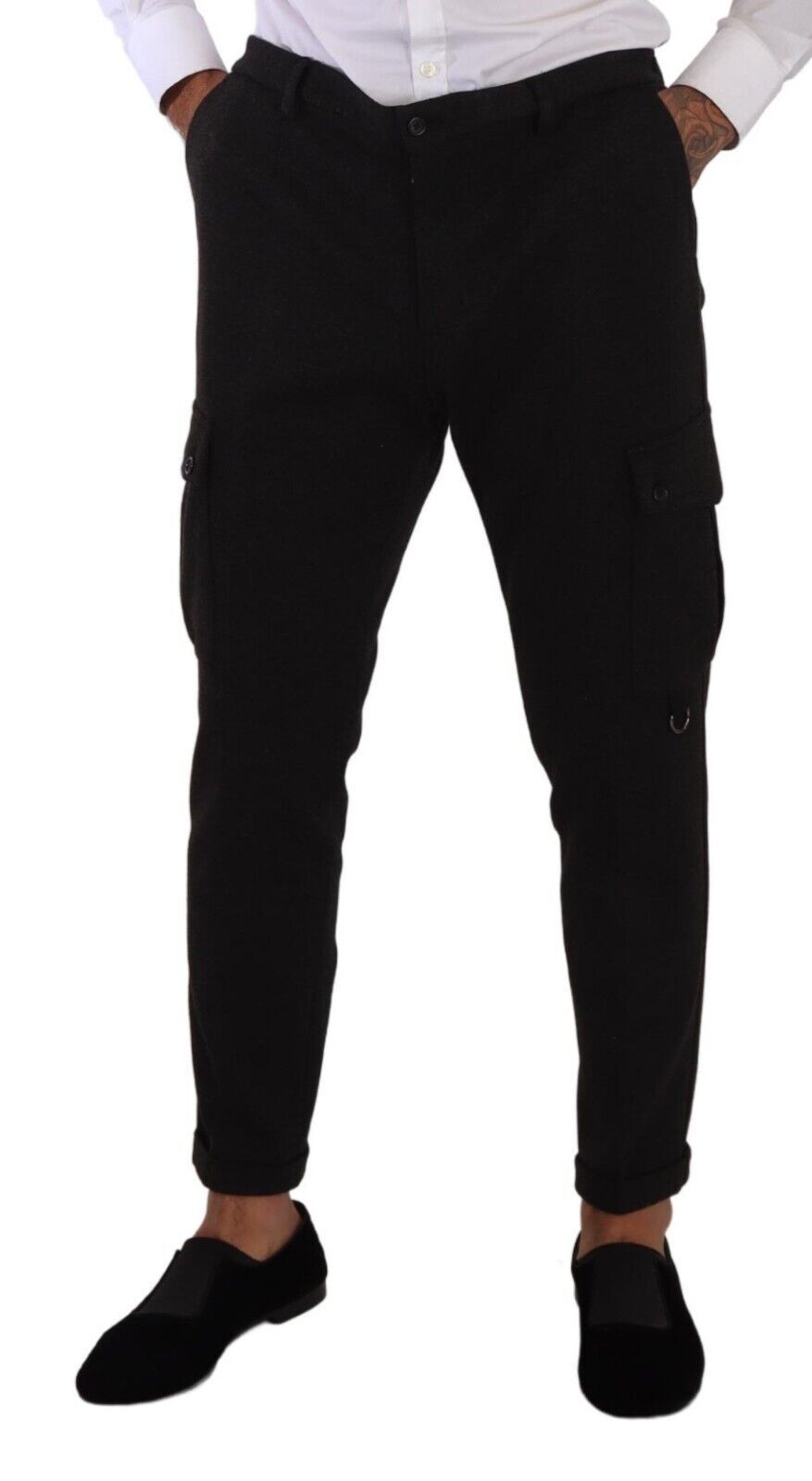 Dolce &amp; Gabbana Pantalon cargo en viscose noir pour homme