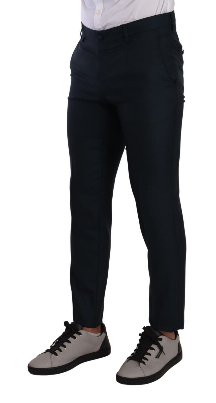 Dolce &amp; Gabbana Pantalon habillé en soie et cachemire bleu foncé