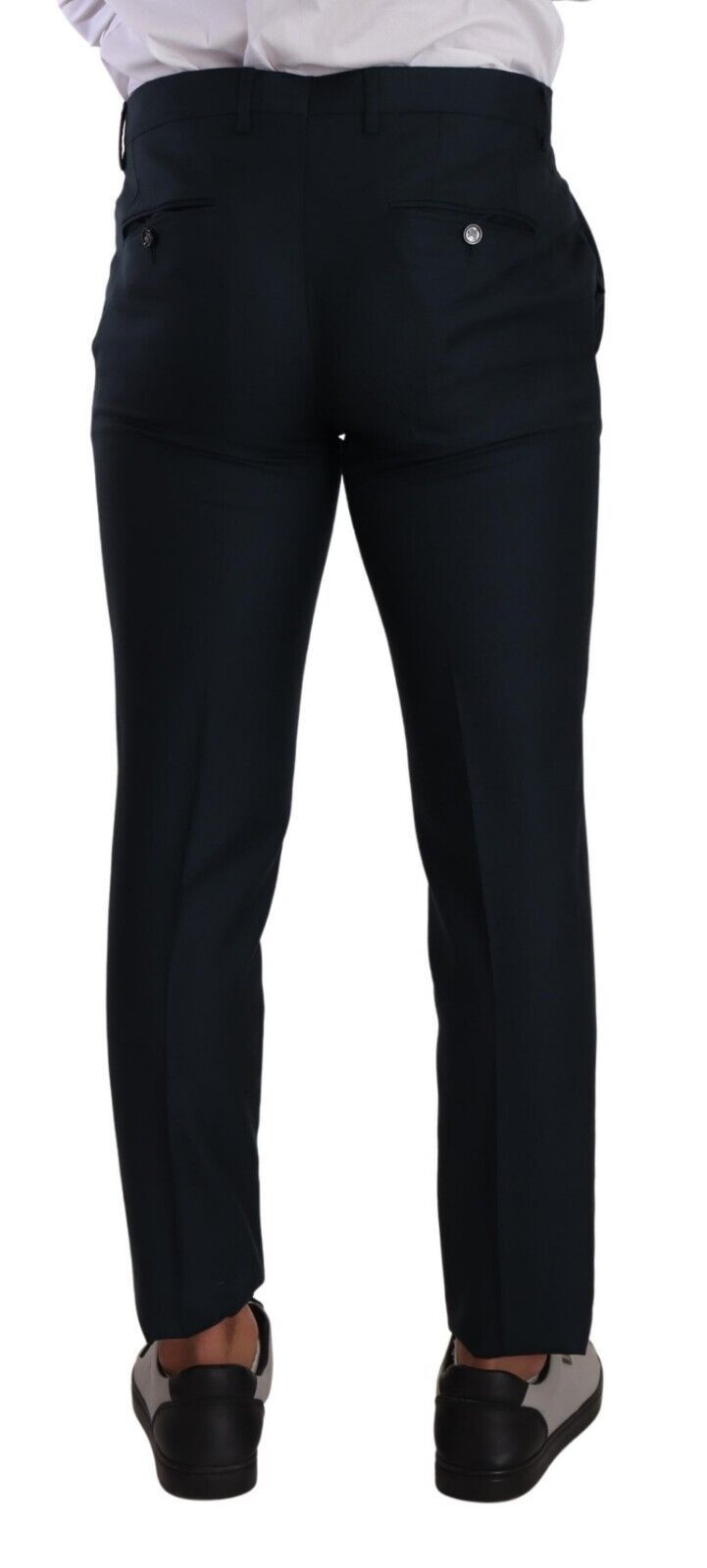 Dolce &amp; Gabbana Pantalon habillé en soie et cachemire bleu foncé