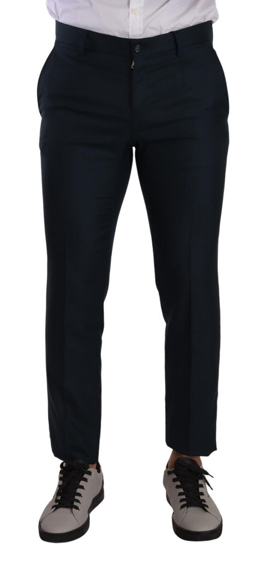 Dolce &amp; Gabbana Pantalon habillé en soie et cachemire bleu foncé