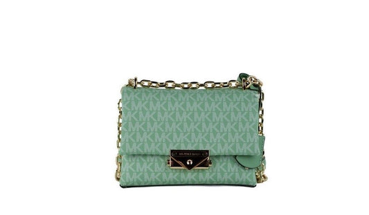 Michael Kors Cece Petit sac à bandoulière à rabat convertible en PVC vert d'eau