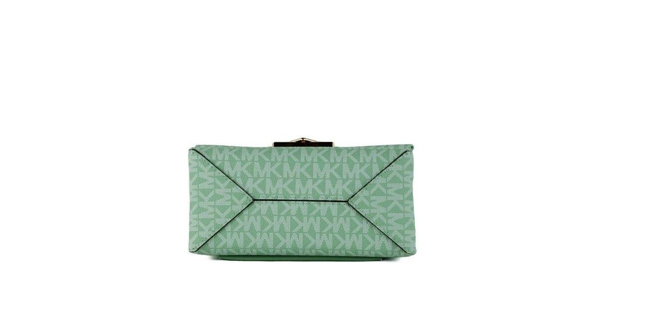 Michael Kors Cece Small Sea Green Signature PVC Convertible Flap Umhängetasche