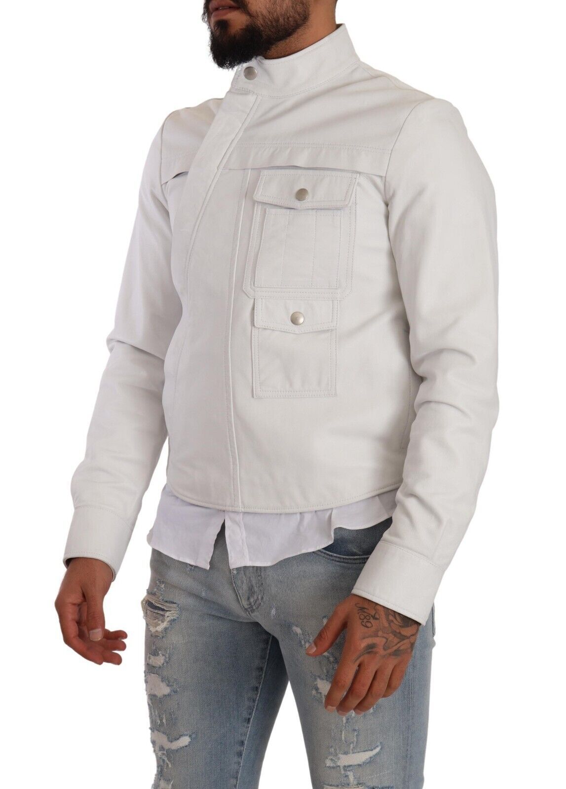 Veste motard en cuir blanc Diesel Black Gold Collection